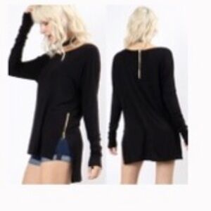 Off the shoulder black zip